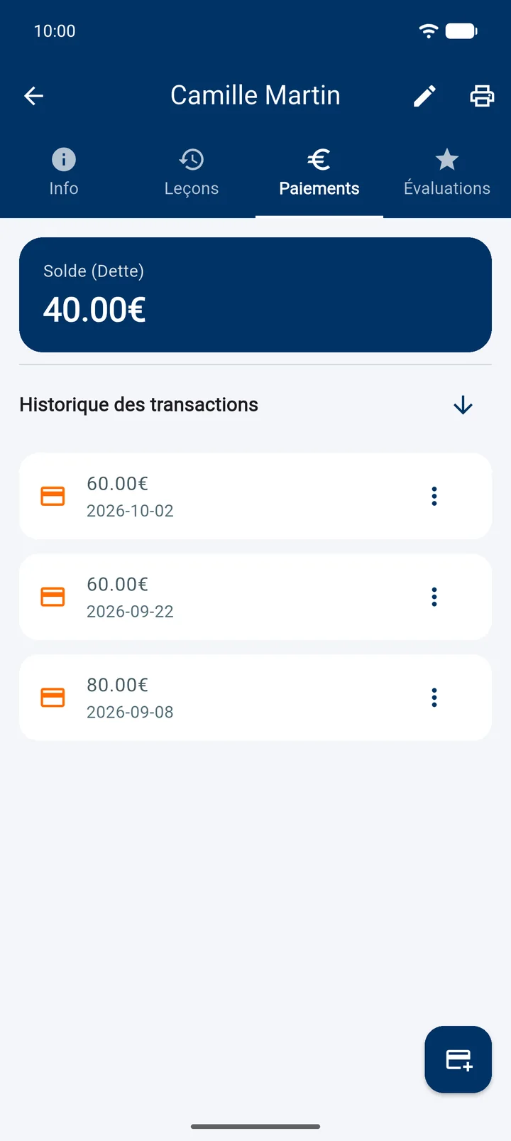 Paiements et solde